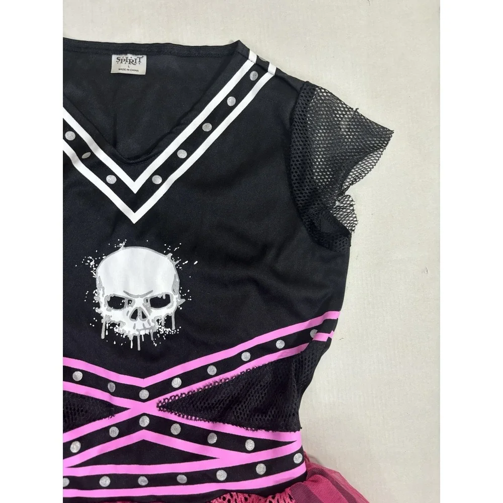 Spirit Chilling Cheerleader Halloween Costume Dress Pink And Black Size L Goth - Picture 3 of 7